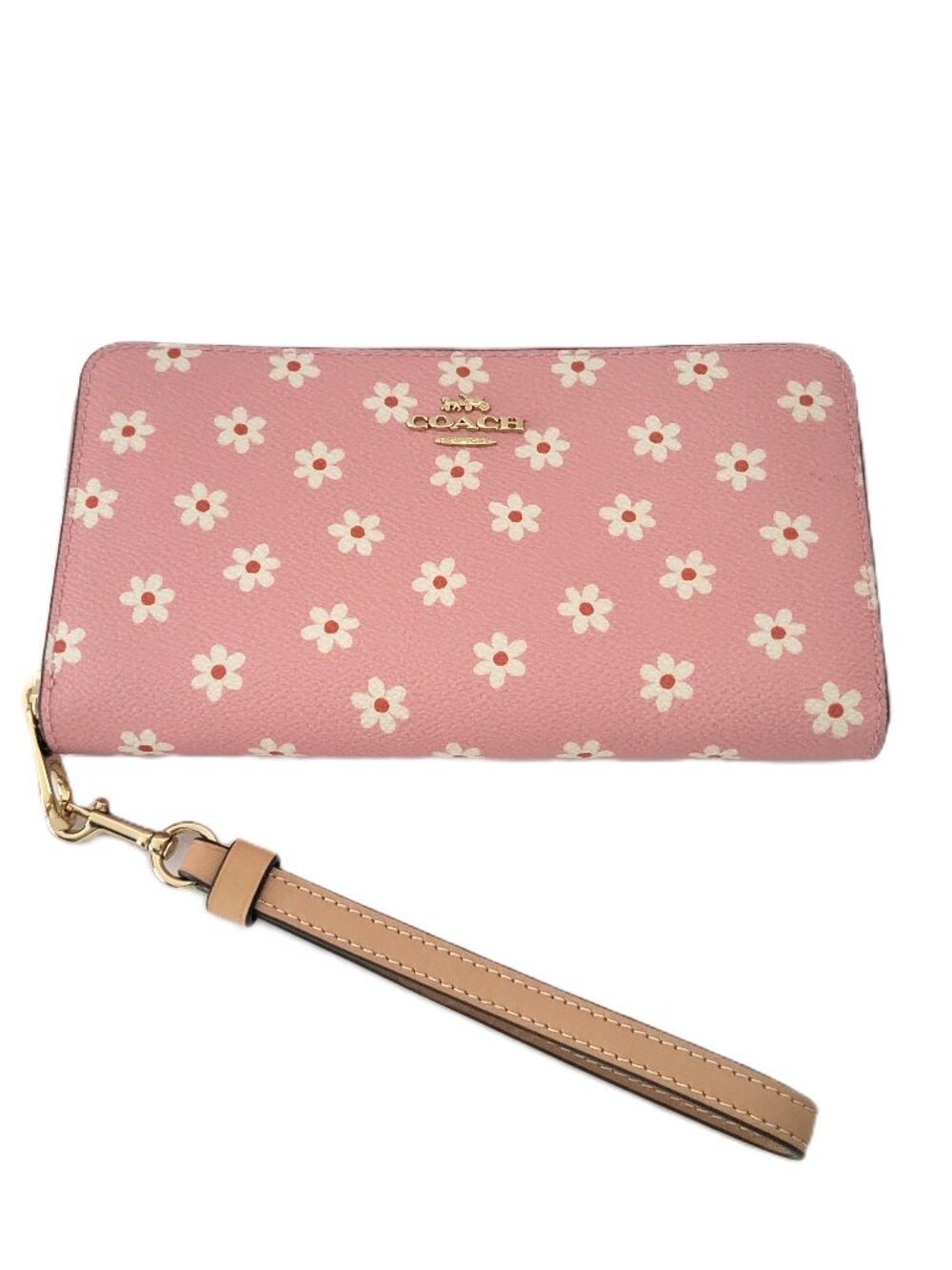 Coach CFD93 Long Zip Around Wallet Floral Print Wristlet Clutch Pink Multicolor
